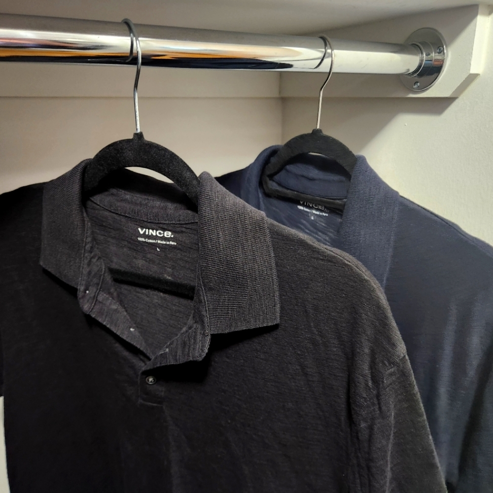 Vince Mens Large Classic Cotton Polox 2- black & blue